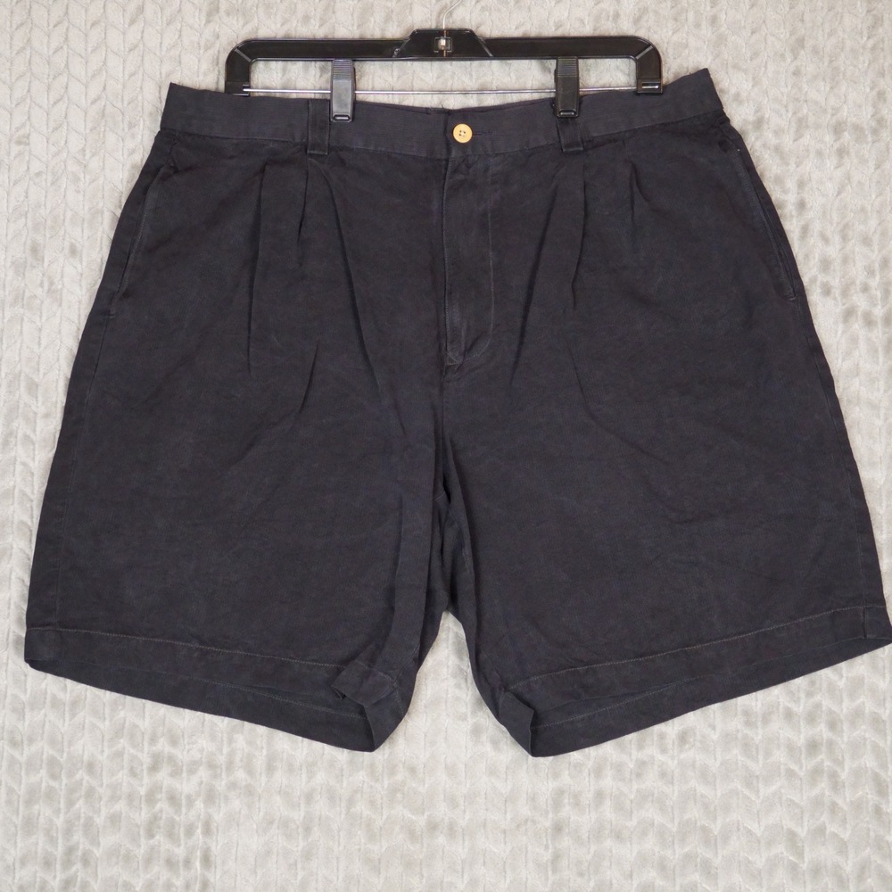 Tommy Bahama Relax Shorts Mens 36 Navy Blue Pleated Island 100% Silk Regular
